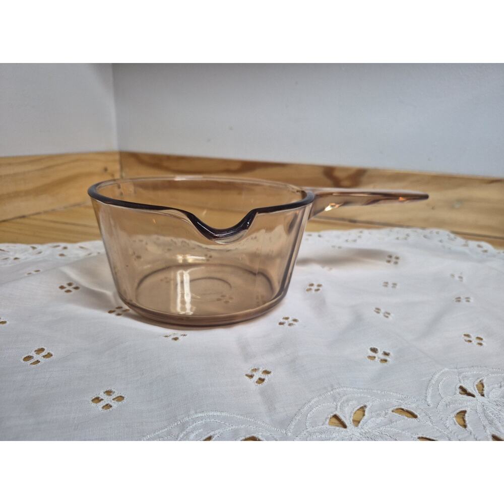Vintage Corning Amber Vision Ware Octagonal Sauce Pan W/Pour Spout